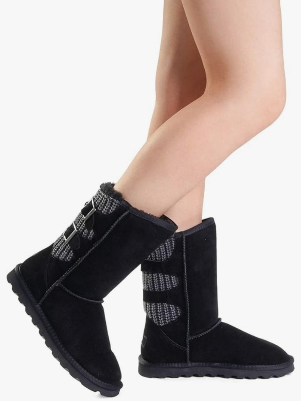 DREAM PAIRS SZ 6 Mid Calf Winter Snow FuzzyChic Buckle Booties